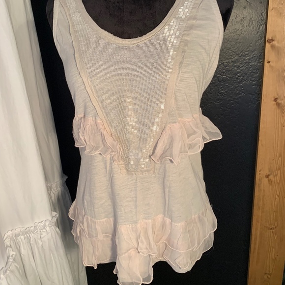 Threads 4 Thought | Tops | Beaded Grey Ruffle Top Miss Me Style From ...